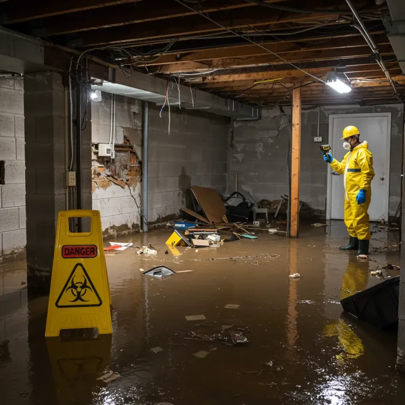 Flooded Basement Electrical Hazard in Walkerton, IN Property